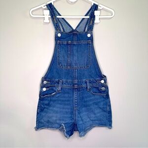 OLD NAVY | Jean Short Overalls Med Wash w/ Raw Hem | Junior 10/12